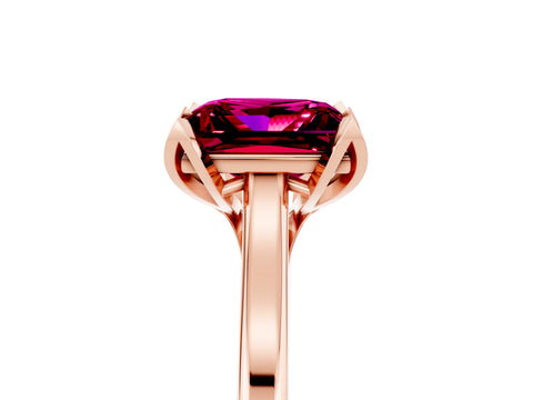 Rose gold Princess Cut Garnet Solitaire Ring with Flower Prong Setting and Classic Band_29