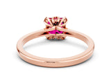 Rose gold Princess Cut Garnet Solitaire Ring with Flower Prong Setting and Classic Band_36