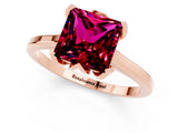 Rose gold Princess Cut Garnet Solitaire Ring with Flower Prong Setting and Classic Band_37