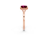Rose gold Princess Cut Garnet Solitaire Ring with Flower Prong Setting and Classic Band_38