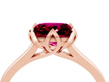 Rose gold Princess Cut Garnet Solitaire Ring with Flower Prong Setting and Classic Band_40