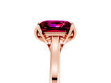 Rose gold Princess Cut Garnet Solitaire Ring with Flower Prong Setting and Classic Band_41