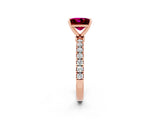 Rose gold Princess Cut Garnet Solitaire Ring with Pavé Accents and Four-Prong Setting_2