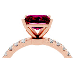 Rose gold Princess Cut Garnet Solitaire Ring with Pavé Accents and Four-Prong Setting_4