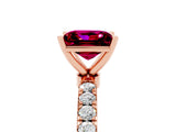 Rose gold Princess Cut Garnet Solitaire Ring with Pavé Accents and Four-Prong Setting_5