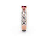 Rose gold Princess Cut Garnet Solitaire Ring with Pavé and Channel Set Band_2