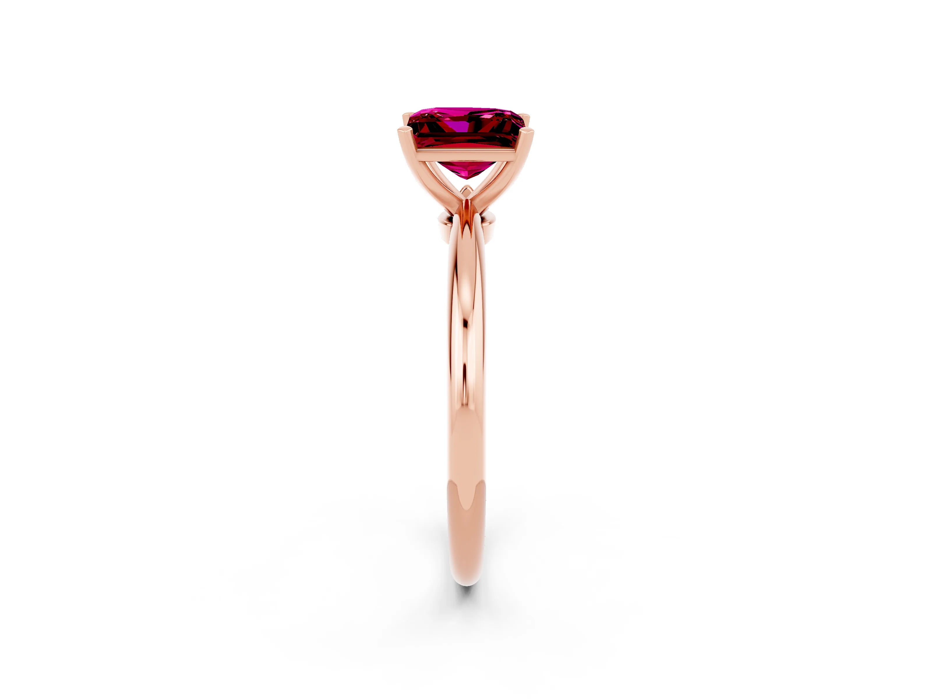 Rose gold Princess Cut Garnet Solitaire Ring with Six-Prong Setting and Classic Band_2