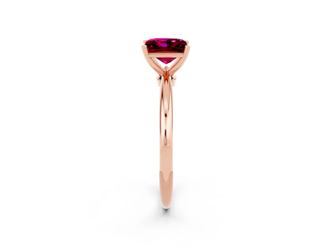 Rose gold Princess Cut Garnet Solitaire Ring with Six-Prong Setting and Classic Band_2