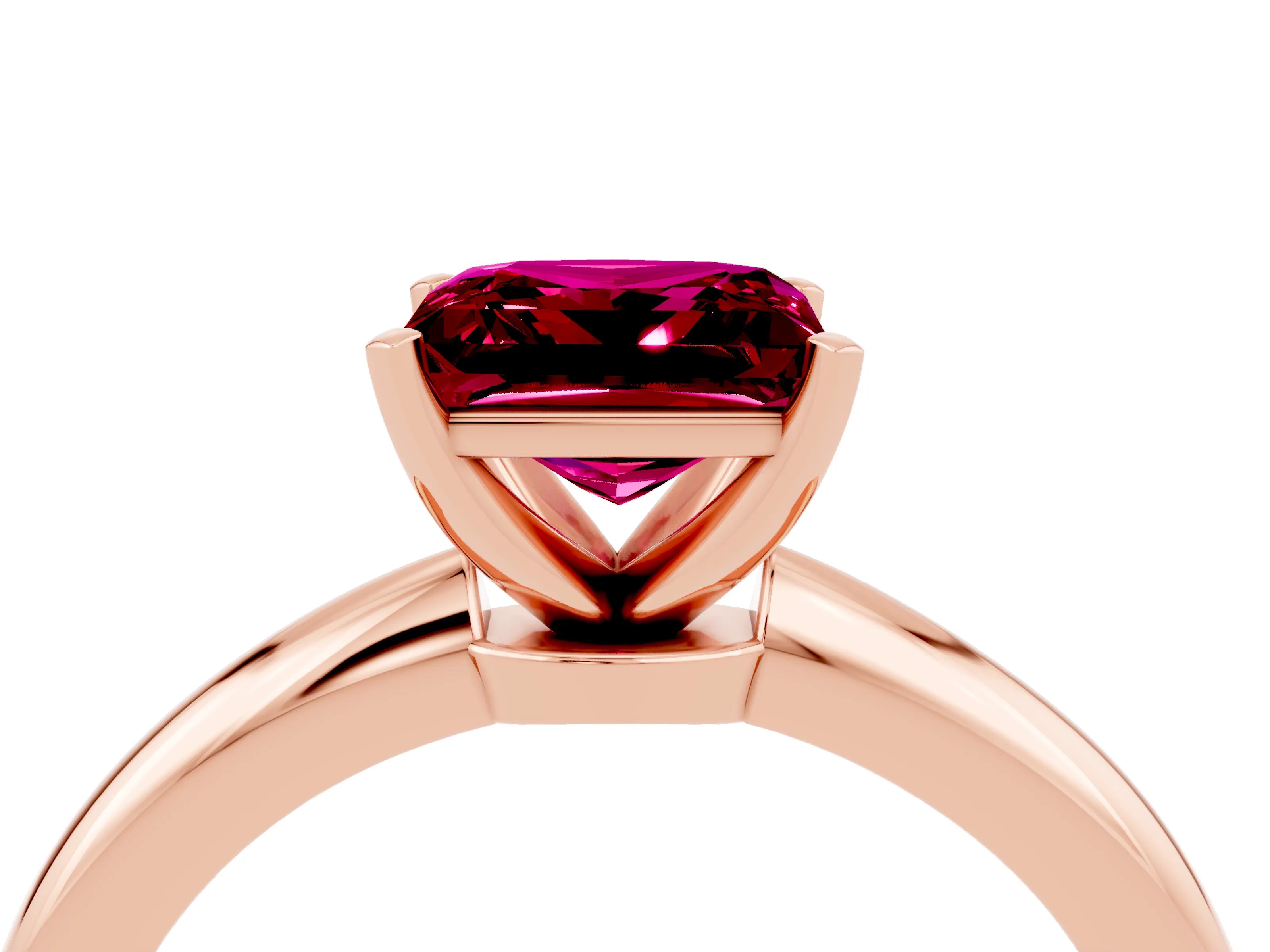Rose gold Princess Cut Garnet Solitaire Ring with Six-Prong Setting and Classic Band_4