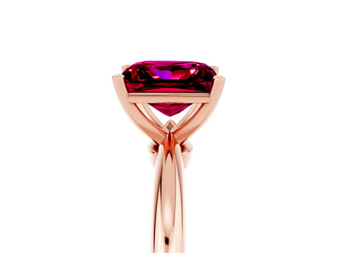 Rose gold Princess Cut Garnet Solitaire Ring with Six-Prong Setting and Classic Band_5