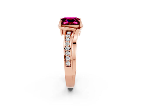 Rose gold Princess Cut Garnet Solitaire Ring with Split Shank and Prong Setting_2