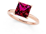 Rose gold Princess Cut Garnet Solitaire Ring with Thin Band and Four-Prong Setting_1