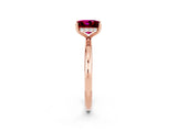 Rose gold Princess Cut Garnet Solitaire Ring with Thin Band and Four-Prong Setting_2