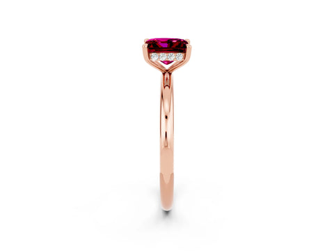 Rose gold Princess Cut Garnet Solitaire Ring with Thin Band and Four-Prong Setting_2