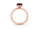 Rose gold Princess Cut Garnet Solitaire Ring with Thin Band and Four-Prong Setting_3