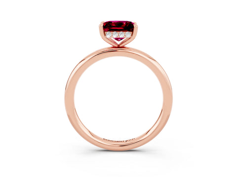 Rose gold Princess Cut Garnet Solitaire Ring with Thin Band and Four-Prong Setting_3