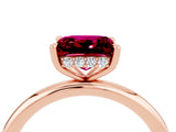 Rose gold Princess Cut Garnet Solitaire Ring with Thin Band and Four-Prong Setting_4