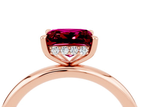 Rose gold Princess Cut Garnet Solitaire Ring with Thin Band and Four-Prong Setting_4