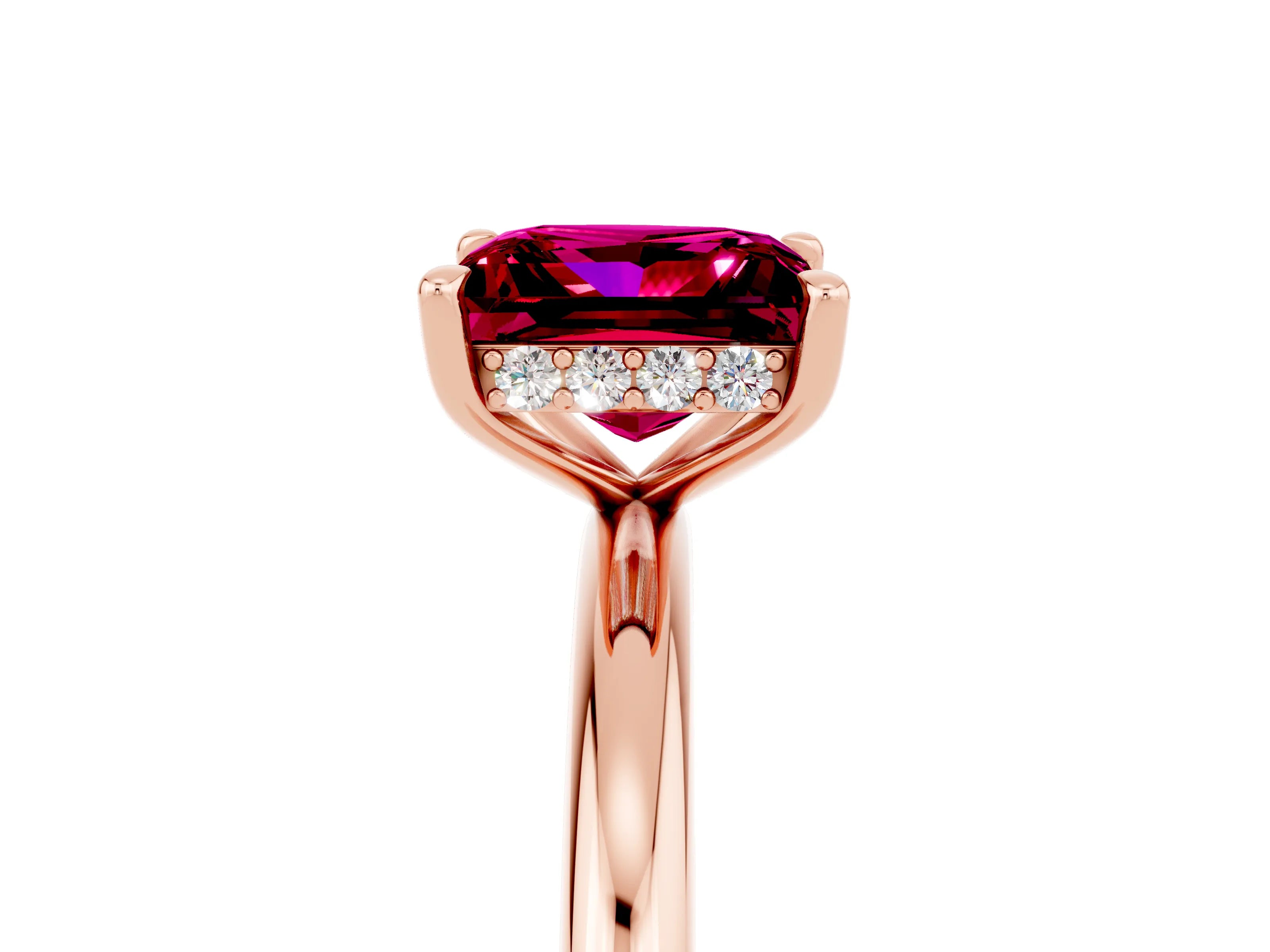 Rose gold Princess Cut Garnet Solitaire Ring with Thin Band and Four-Prong Setting_5