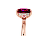 Rose gold Princess Cut Garnet Solitaire Ring with Thin Band and Four-Prong Setting_5