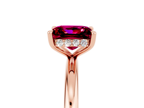 Rose gold Princess Cut Garnet Solitaire Ring with Thin Band and Four-Prong Setting_5