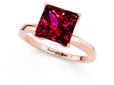 Rose gold Princess Cut Garnet Solitaire Ring with Thin Band and Prong Setting_13