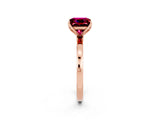 Rose gold Princess Cut Garnet Solitaire Ring with Thin Band and Prong Setting_14