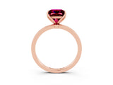 Rose gold Princess Cut Garnet Solitaire Ring with Thin Band and Prong Setting_15