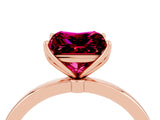 Rose gold Princess Cut Garnet Solitaire Ring with Thin Band and Prong Setting_16