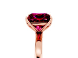 Rose gold Princess Cut Garnet Solitaire Ring with Thin Band and Prong Setting_17