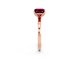 Rose gold Princess Cut Garnet Solitaire Ring with Thin Band and Prong Setting_26
