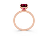 Rose gold Princess Cut Garnet Solitaire Ring with Thin Band and Prong Setting_27