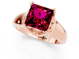 Rose gold Princess Cut Garnet Solitaire Ring with Wide Band and Prong Setting_1