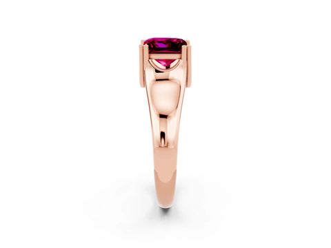 Rose gold Princess Cut Garnet Solitaire Ring with Wide Band and Prong Setting_2