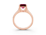 Rose gold Princess Cut Garnet Solitaire Ring with Wide Band and Prong Setting_3