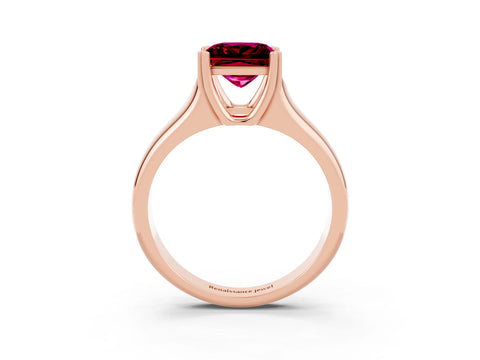 Rose gold Princess Cut Garnet Solitaire Ring with Wide Band and Prong Setting_3