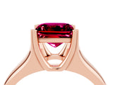 Rose gold Princess Cut Garnet Solitaire Ring with Wide Band and Prong Setting_4