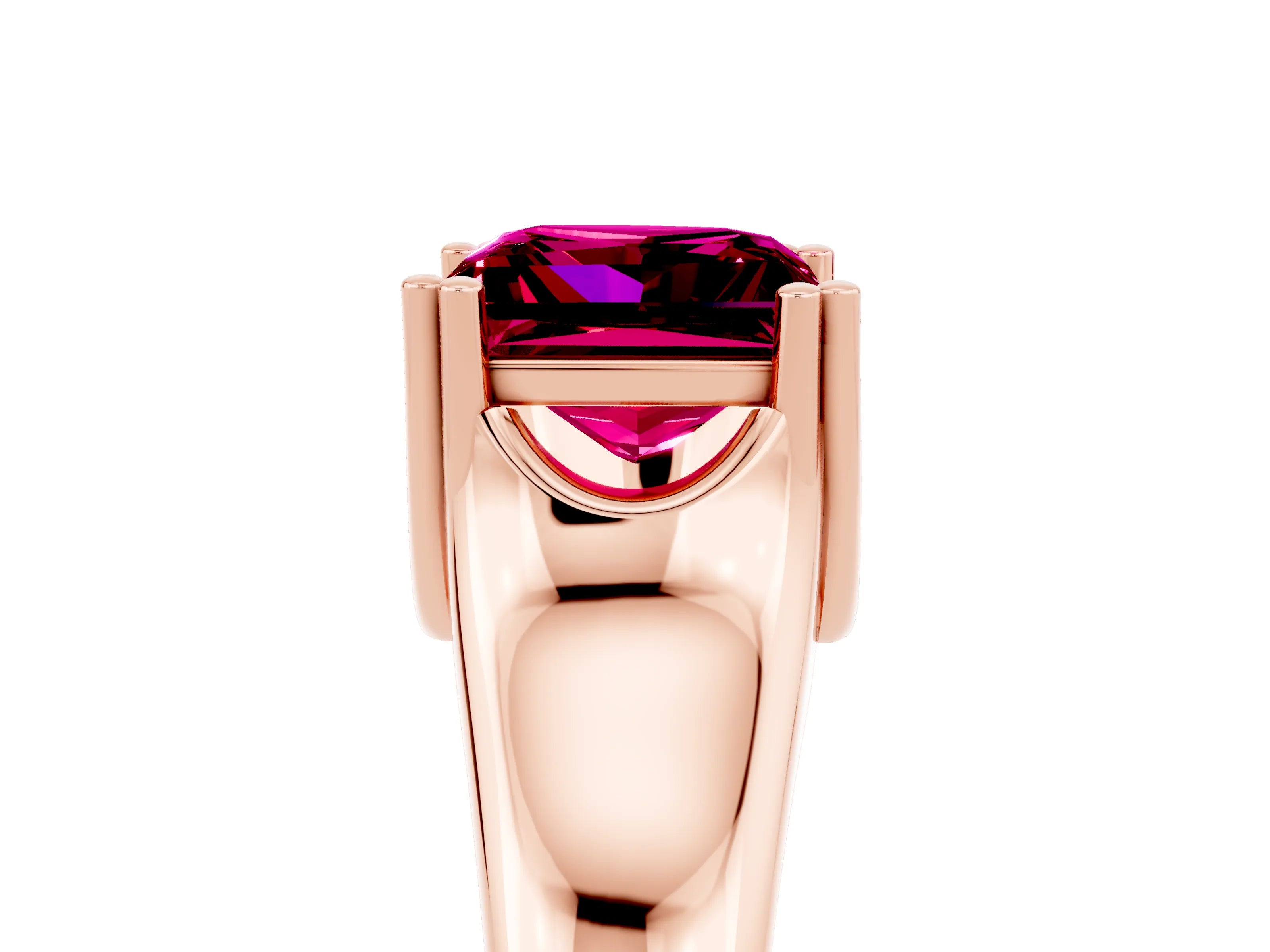 Rose gold Princess Cut Garnet Solitaire Ring with Wide Band and Prong Setting_5