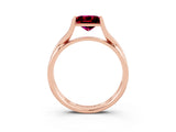 Rose gold Princess Cut Garnet   Solitaire Twist Band Prong Setting Ring_15