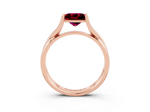 Rose gold Princess Cut Garnet   Solitaire Twist Band Prong Setting Ring_15