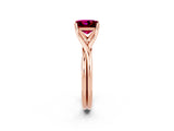 Rose gold Princess Cut Garnet Solitaire Twist Band Prong Setting Ring_38