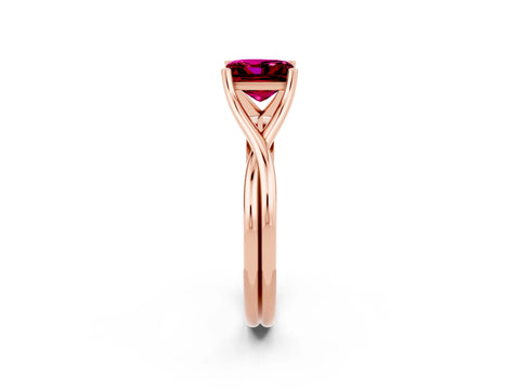 Rose gold Princess Cut Garnet Solitaire Twist Band Prong Setting Ring_38