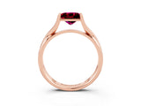 Rose gold Princess Cut Garnet Solitaire Twist Band Prong Setting Ring_39