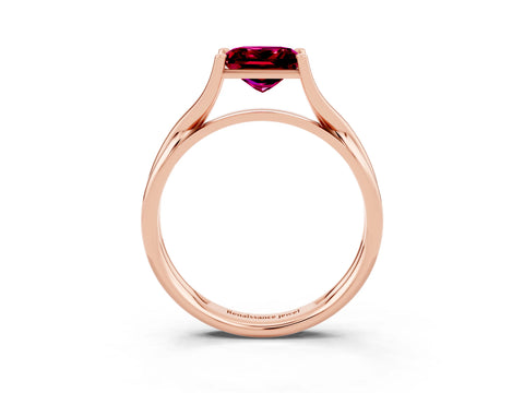 Rose gold Princess Cut Garnet Solitaire Twist Band Prong Setting Ring_39