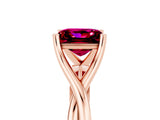 Rose gold Princess Cut Garnet Solitaire Twist Band Prong Setting Ring_41