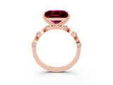 Rose gold Princess Cut Garnet Solitaire Twisted Band with Round  Accents and Prong Setting_15