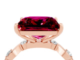 Rose gold Princess Cut Garnet Solitaire Twisted Band with Round  Accents and Prong Setting_16