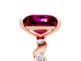 Rose gold Princess Cut Garnet Solitaire Twisted Band with Round  Accents and Prong Setting_17