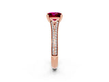 Rose gold Princess Cut Garnet Split Shank Engagement Ring with Pavé Band_2