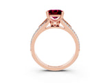 Rose gold Princess Cut Garnet Split Shank Engagement Ring with Pavé Band_3